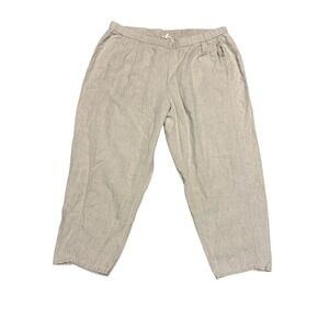 Eileen‎ Fisher Women's 3xl 100% Linen Neutral Sand Slim Ankle Pants Beach Boho